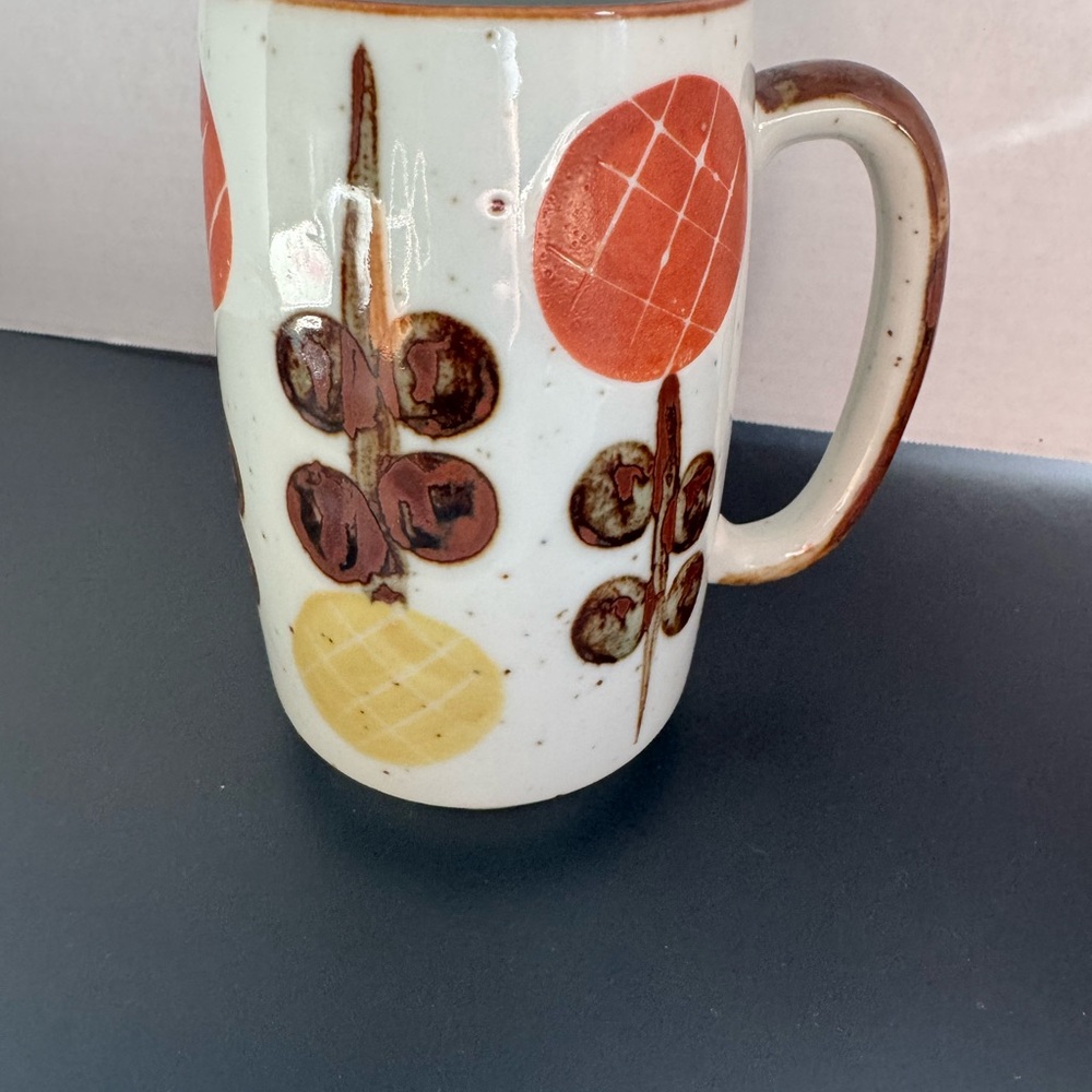 Vintage Mug with Orange and Yellow Accents, 70’s Vibe